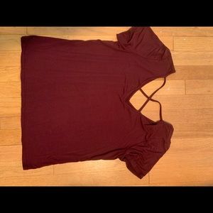 Maroon strappy front t shirt